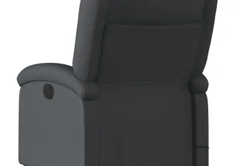 Fotoliu de masaj rabatabil electric, negru, piele naturală - 5/5