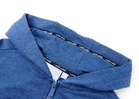 Hanorac pentru copii cu glugă și fermoar, albastru închis melanj, 104 - 3/5