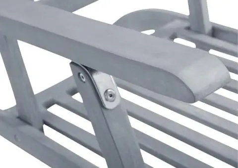 Șezlong exterior, suport picioare și pernă, lemn masiv acacia - 5/5