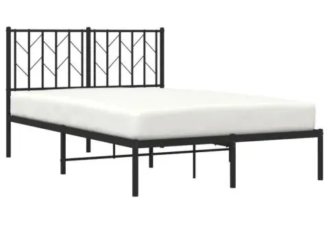 Cadru de pat metalic cu tăblie, negru, 120x190 cm - 3/5