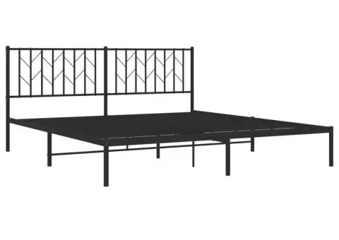 Cadru de pat metalic cu tăblie, negru, 180x200 cm - 4/5