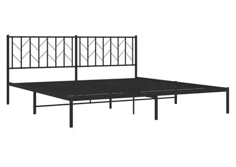 Cadru de pat metalic cu tăblie, negru, 193x203 cm - 4/5
