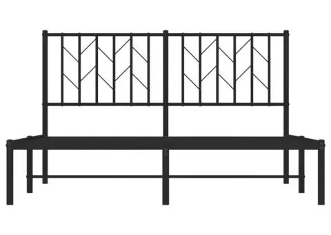 Cadru de pat metalic cu tăblie, negru, 135x190 cm - 5/5