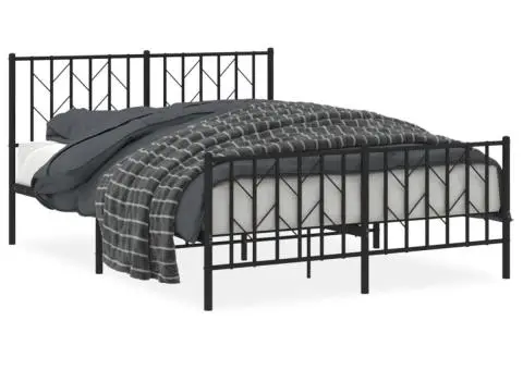 Cadru pat metalic cu tăblie de cap/picioare, negru, 140x190 cm - 2/5