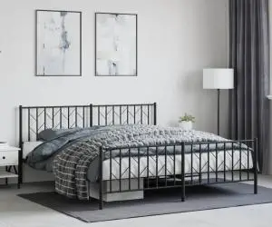 vidaXL Cadru pat metalic cu tăblii de cap/picioare, negru, 183x213 cm