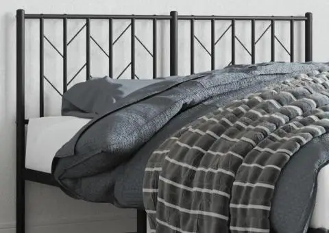 Tăblie de pat metalică, negru, 135 cm - 1/5