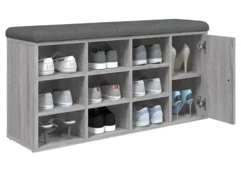 Bancă de pantofi, gri sonoma, 102x32x50 cm, lemn prelucrat - 4/5