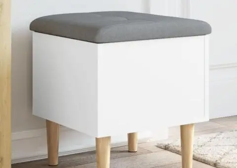 Bancă de depozitare, alb, 42x42x46 cm, lemn prelucrat - 1/5