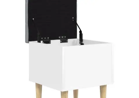 Bancă de depozitare, alb, 42x42x46 cm, lemn prelucrat - 4/5