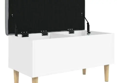 Bancă de depozitare, alb, 82x42x46 cm, lemn prelucrat - 4/5