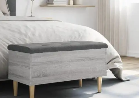 Bancă de depozitare, gri sonoma, 82x42x46 cm, lemn prelucrat - 3/5