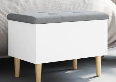 Bancă de depozitare, alb, 62x42x46 cm, lemn prelucrat - 1/5