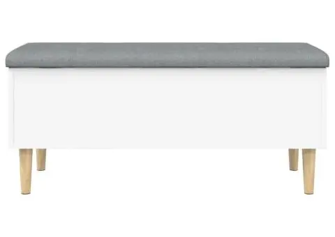 Bancă de depozitare, alb , 102x42x46 cm, lemn prelucrat - 4/5