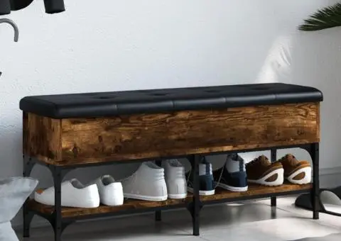 Bancă de pantofi, stejar fumuriu, 102x32x45 cm, lemn prelucrat - 1/5