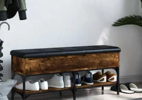 Bancă de pantofi, stejar fumuriu, 102x32x45 cm, lemn prelucrat - 3/5
