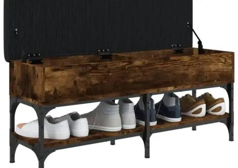Bancă de pantofi, stejar fumuriu, 102x32x45 cm, lemn prelucrat - 4/5