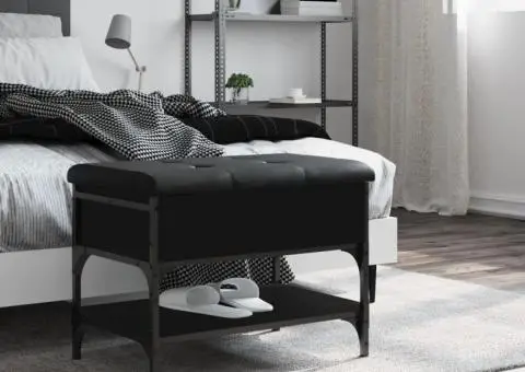 Bancă de pantofi, negru, 62x42x45 cm, lemn prelucrat - 3/5