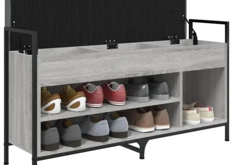 Bancă de pantofi, gri sonoma, 105,5x32x57,5 cm, lemn prelucrat - 4/5