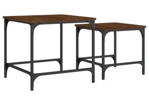 Mese suprapuse de cafea, 2 buc, stejar maro, lemn prelucrat - 2/5