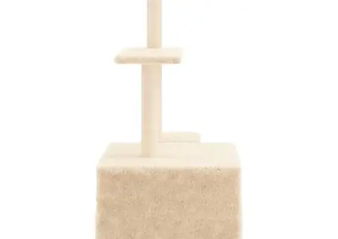 Ansamblu de pisici cu stâlpi din funie de sisal, crem, 110 cm - 5/5