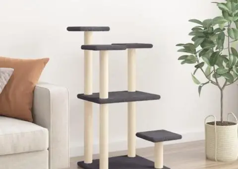 Stâlpi zgâriat pentru pisici cu platforme, gri închis, 98,5 cm - 3/5