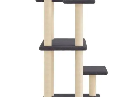 Stâlpi zgâriat pentru pisici cu platforme, gri închis, 98,5 cm - 5/5