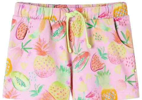 Pantaloni scurți pentru copii cu șnur, roz pal, 140 - 1/5