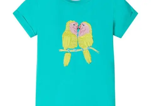 Tricou pentru copii, verde mentă, 140 - 1/5