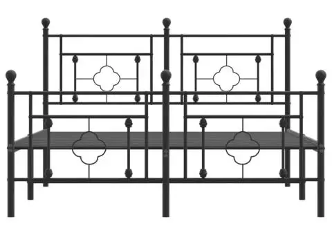 Cadru pat metalic cu tăblie de cap/picioare, negru, 140x200 cm - 5/5