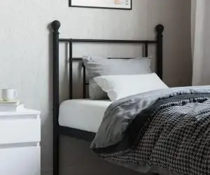 vidaXL Tăblie de pat metalică, negru, 80 cm