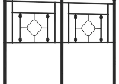 Tăblie de pat metalică, negru, 120 cm - 2/5