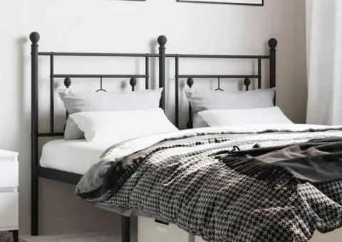 Tăblie de pat metalică, negru, 140 cm - 1/5