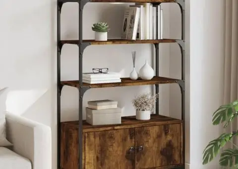 Bibliotecă 3 niveluri, stejar fumuriu, 70x30x109,5 cm, lemn - 1/5