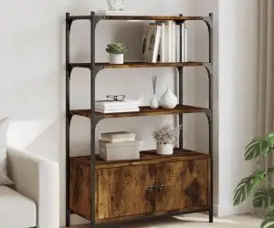 vidaXL Bibliotecă 3 niveluri, stejar fumuriu, 70x30x109,5 cm, lemn