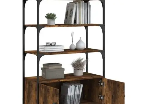 Bibliotecă 3 niveluri, stejar fumuriu, 70x30x109,5 cm, lemn - 4/5