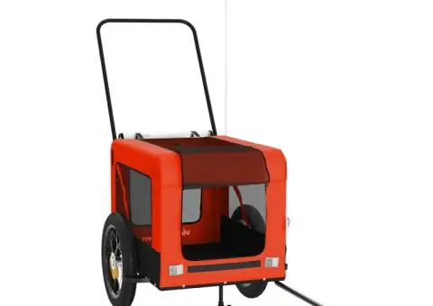 Remorcă bicicletă animale companie portocaliu/negru oxford/fier - 2/5