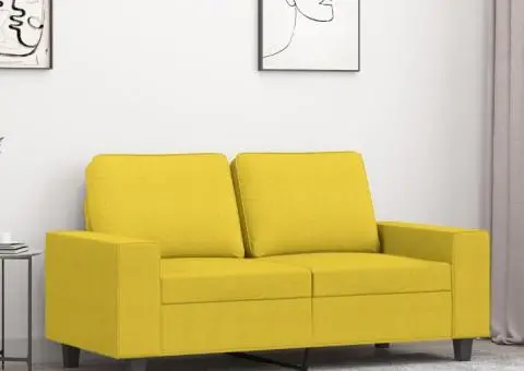 Canapea cu 2 locuri, galben deschis, 120 cm, material textil - 1/5