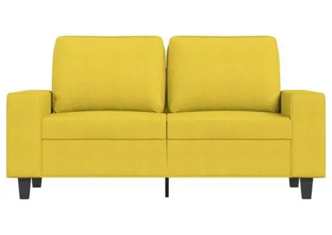 Canapea cu 2 locuri, galben deschis, 120 cm, material textil - 3/5