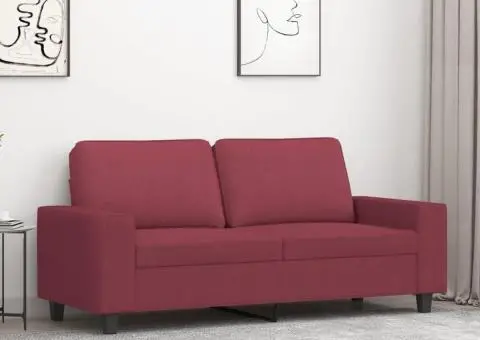 Canapea cu 2 locuri, roșu vin, 140 cm, material textil - 1/5