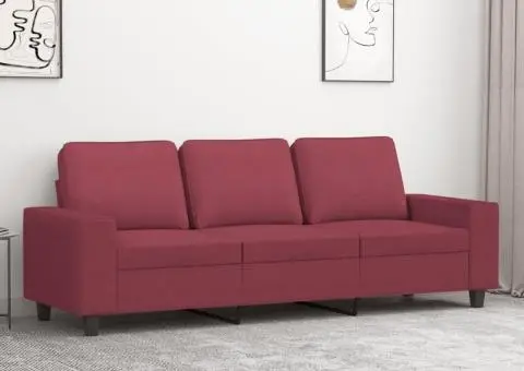 Canapea cu 3 locuri, roșu vin, 180 cm, material textil - 1/5