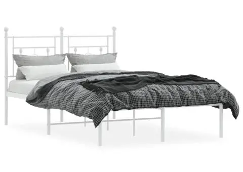 Cadru de pat metalic cu tăblie, alb, 120x190 cm - 3/5