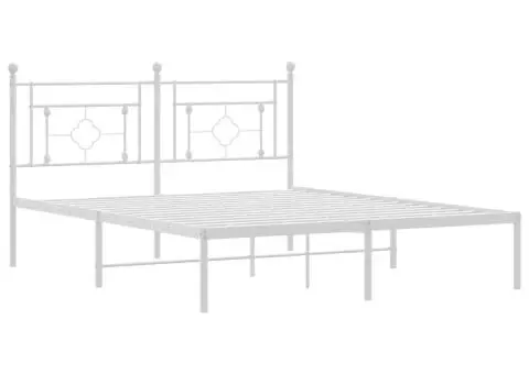 Cadru de pat metalic cu tăblie, alb, 160x200 cm - 3/5