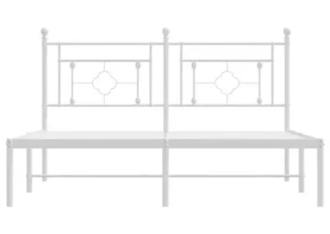 Cadru de pat metalic cu tăblie, alb, 160x200 cm - 5/5