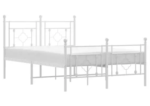 Cadru de pat metalic cu tăblie, alb, 120x190 cm - 2/5