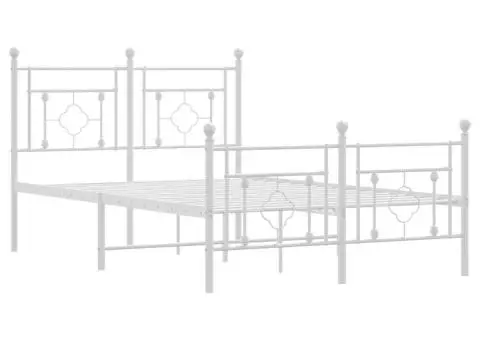 Cadru de pat metalic cu tăblie, alb, 120x190 cm - 4/5