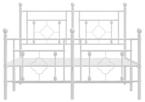 Cadru de pat metalic cu tăblie, alb, 120x190 cm - 5/5