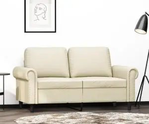 vidaXL Canapea cu 2 locuri, crem, 120 cm, piele ecologică
