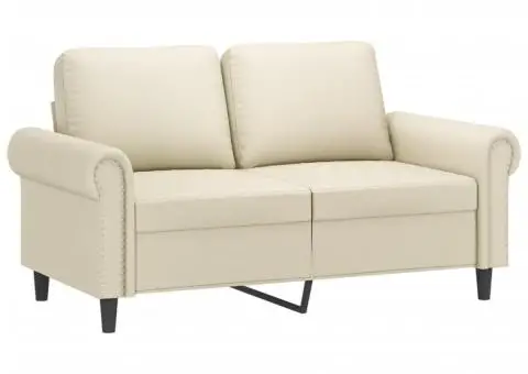 Canapea cu 2 locuri, crem, 120 cm, piele ecologică - 2/5