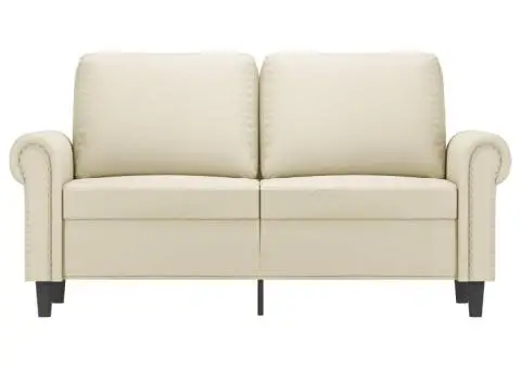 Canapea cu 2 locuri, crem, 120 cm, piele ecologică - 3/5
