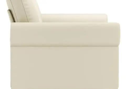 Canapea cu 2 locuri, crem, 120 cm, piele ecologică - 4/5